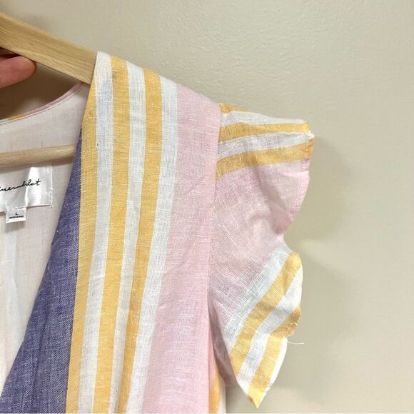 Line & Dot Striped Jumpsuit with Flutter Sleeves - Picture 5 of 7